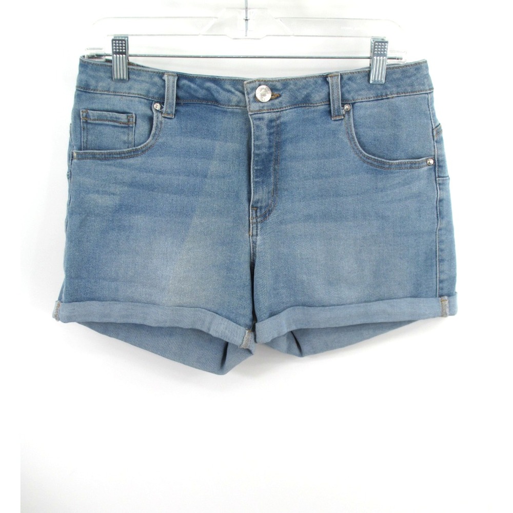 Refuge Denim Rio Shorts Womens 9 Light Blue Stretch Cuffed Mid Rise 20-723